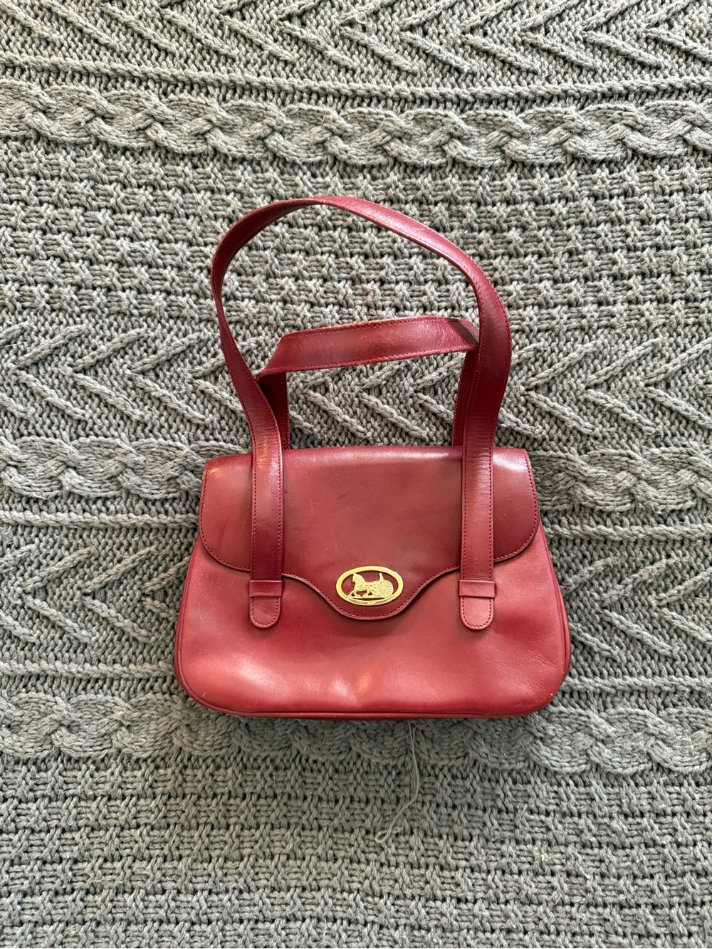 Authentic CELINE Hand Bag Bordeaux Leather